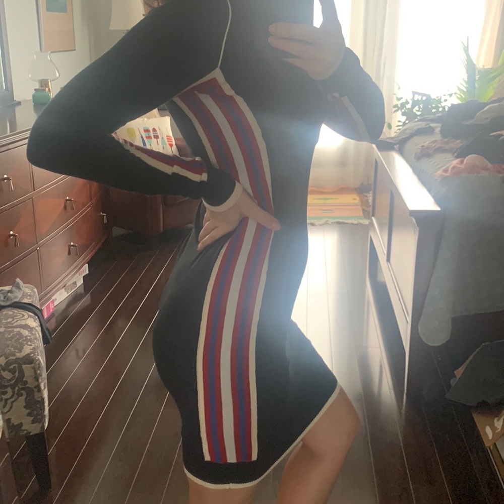 Vintage midi dress with cute stripe detail
